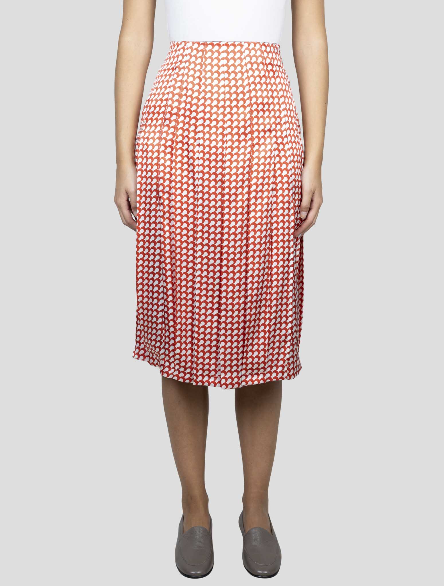 Kiton Red White Silk Skirt