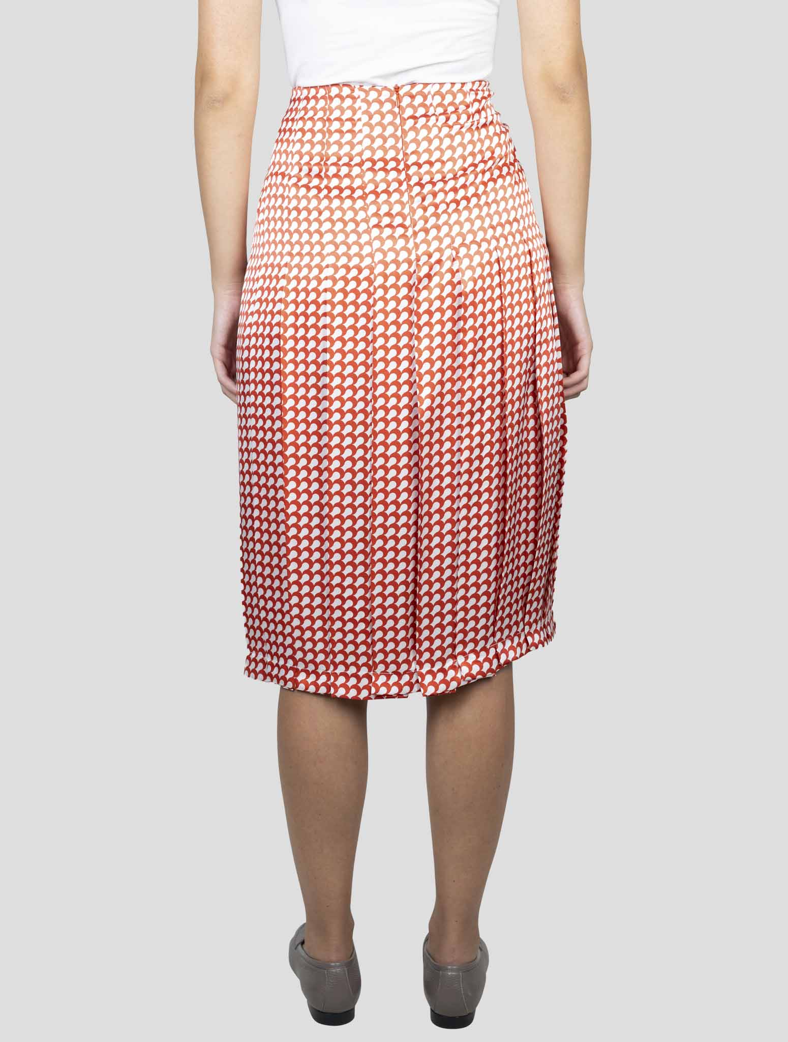 Kiton Red White Silk Skirt