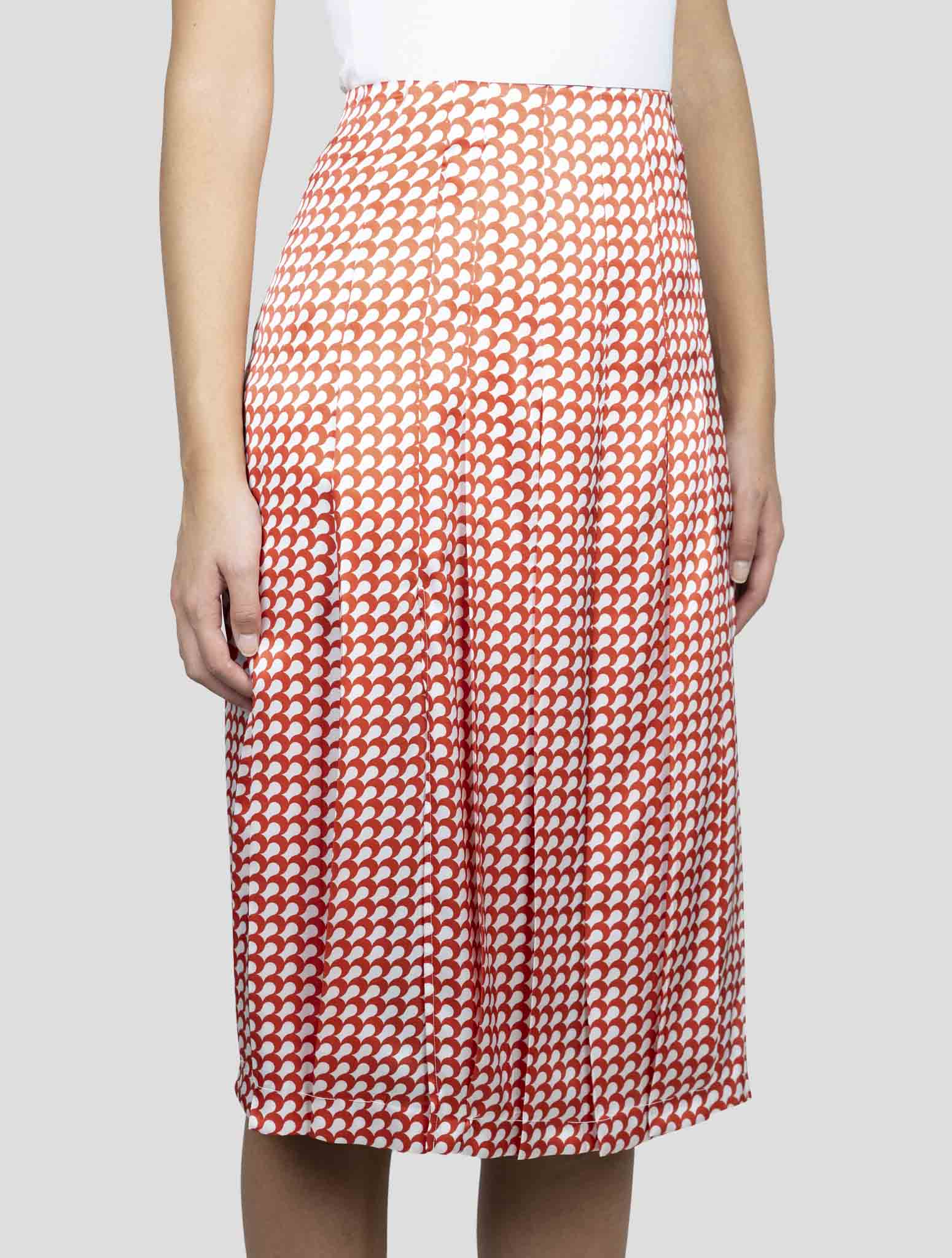 Kiton Red White Silk Skirt
