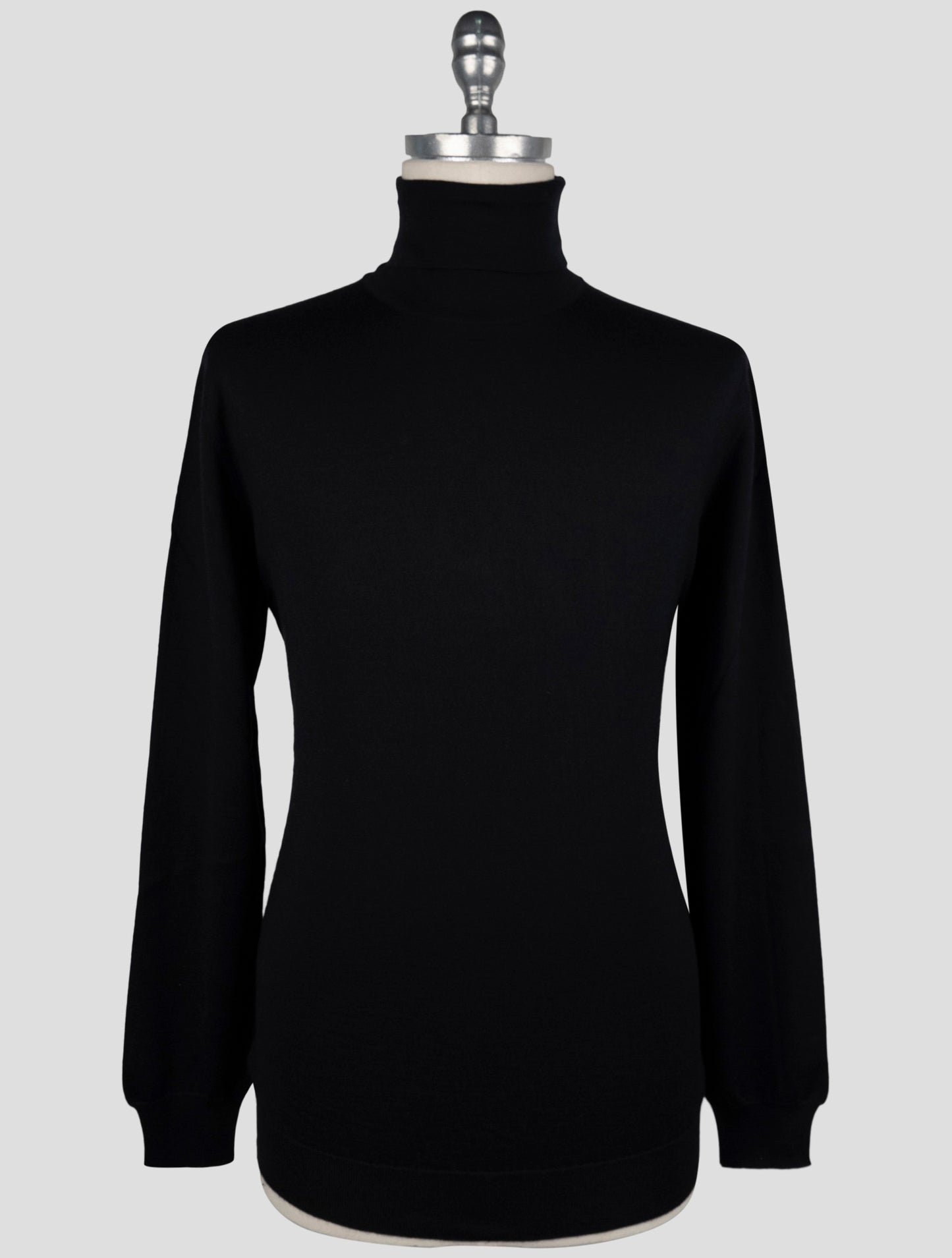 Kiton Black Cashmere Silk Sweater Turtleneck