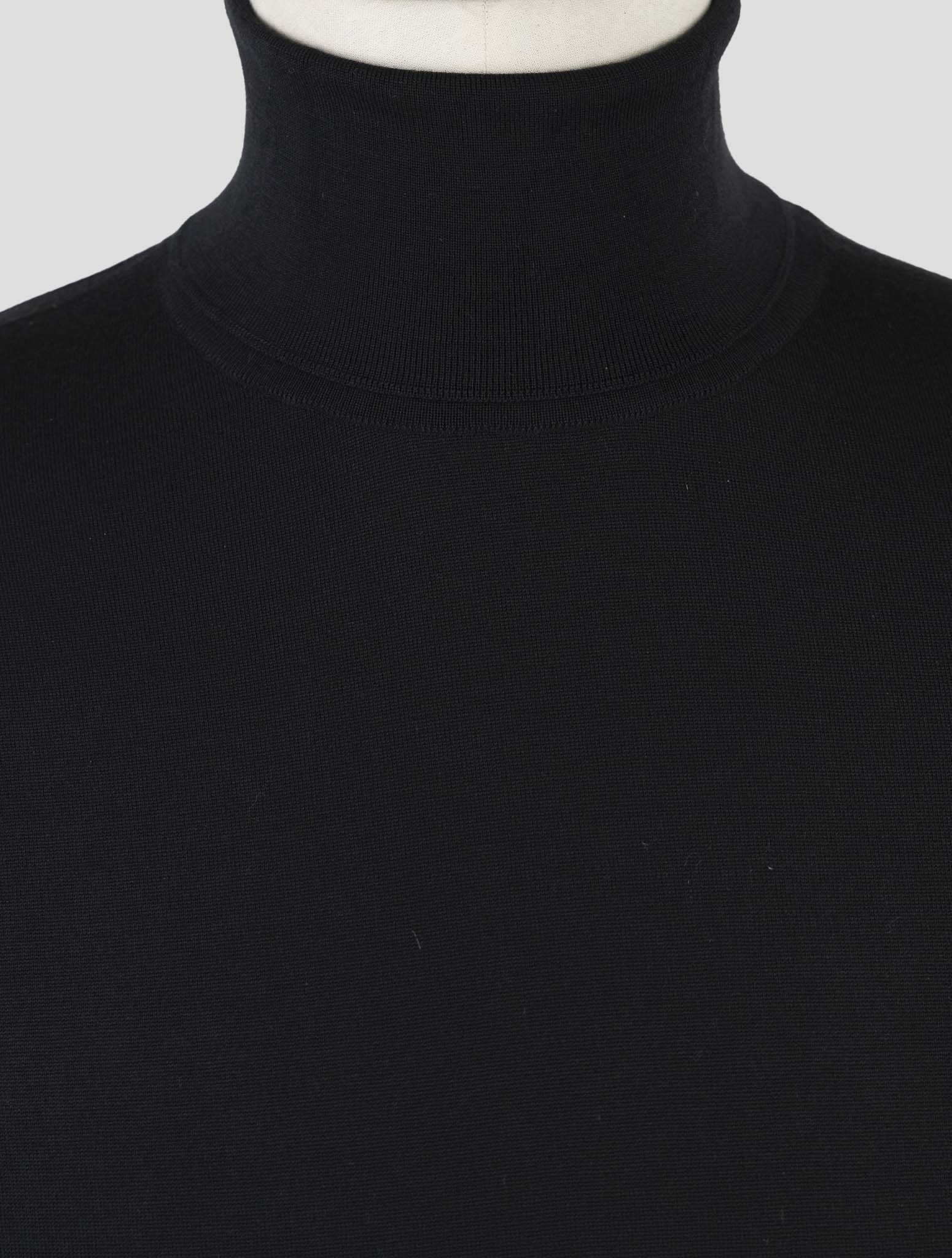 Kiton Dark Blue Cotton Sweater Turtleneck