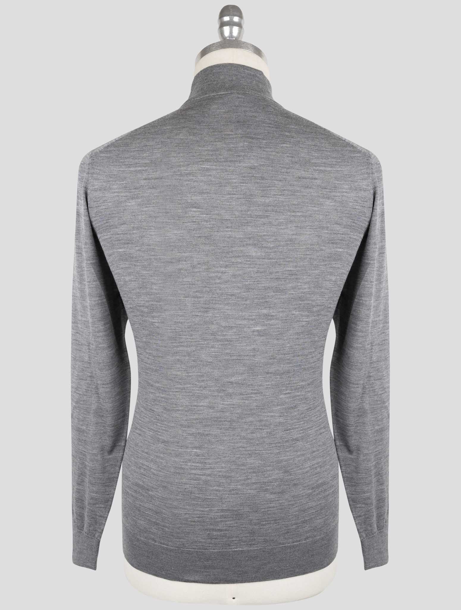 Kiton Gray Wool Sweater Half Neck
