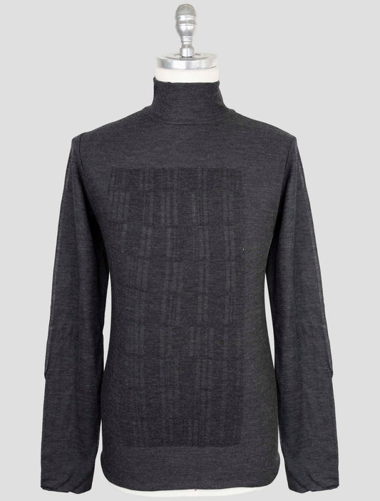 Kiton Knt Gray Wool Cashmere Sweater Half Neck