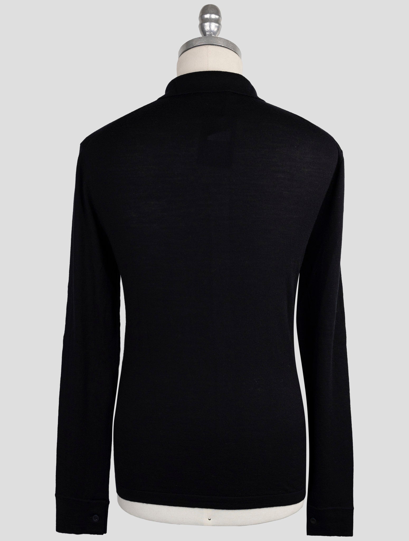 Kiton Knt Black Virgin Wool Silk Shirt