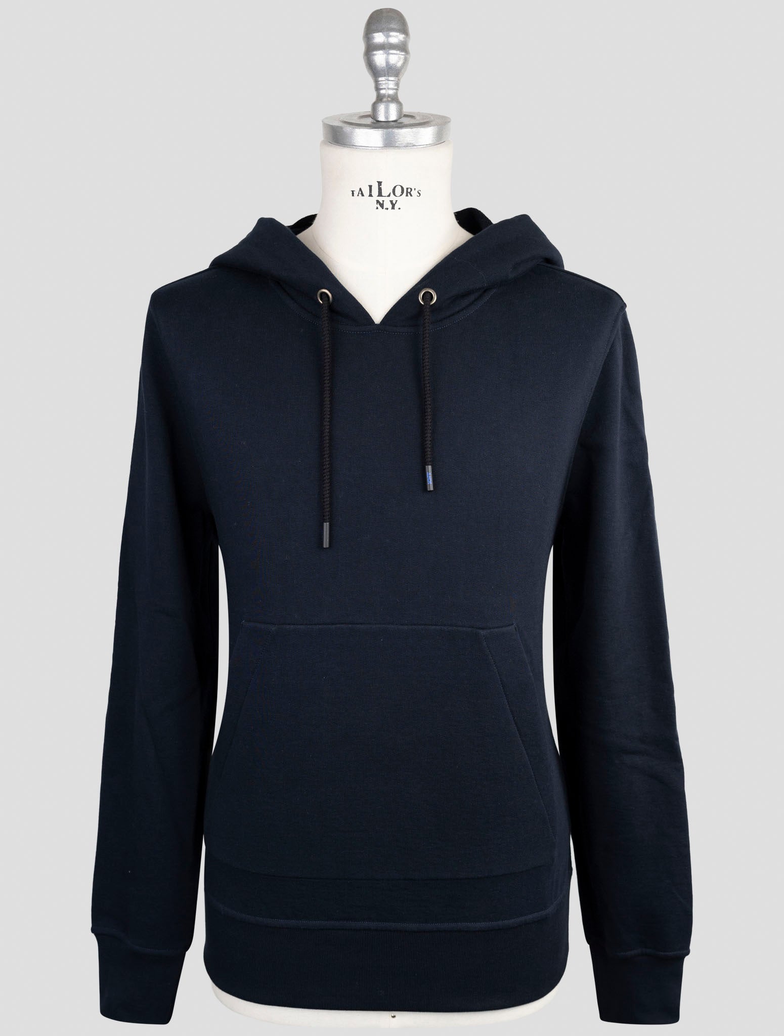 Kiton Knt Blue Cotton Sweater Hoodie