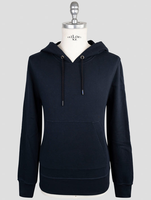 Kiton Knt Blue Cotton Sweater Hoodie