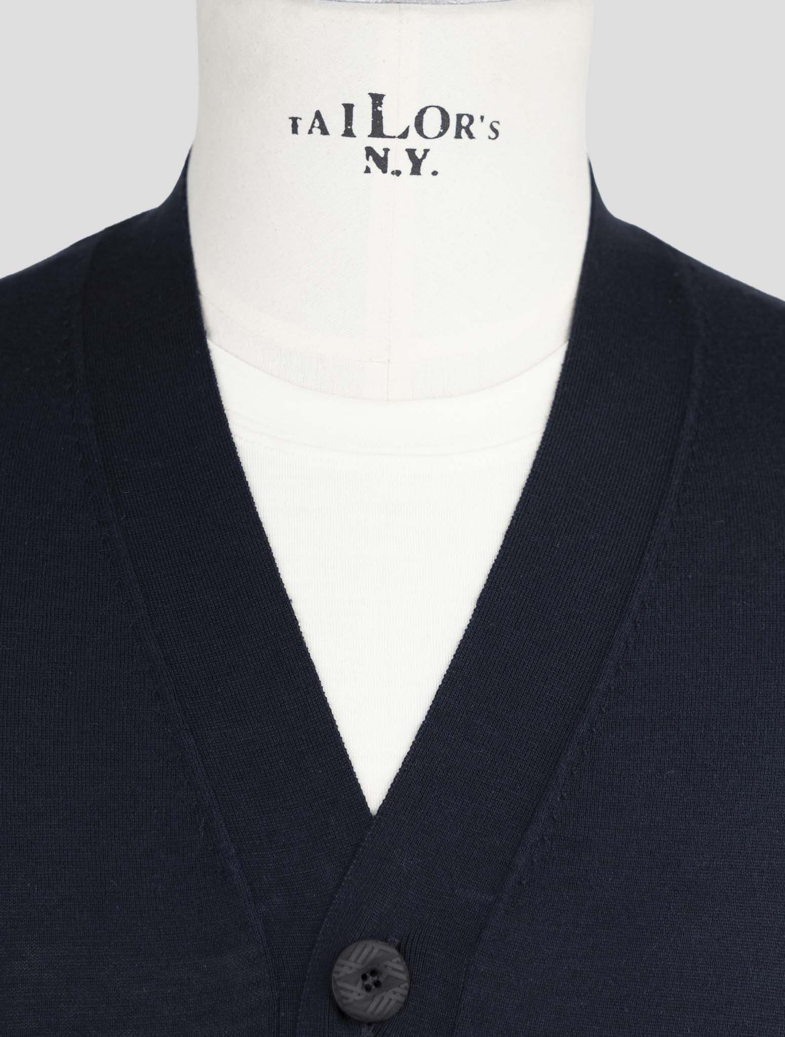 Kiton Knt Blue Cotton Sweater Cardigan