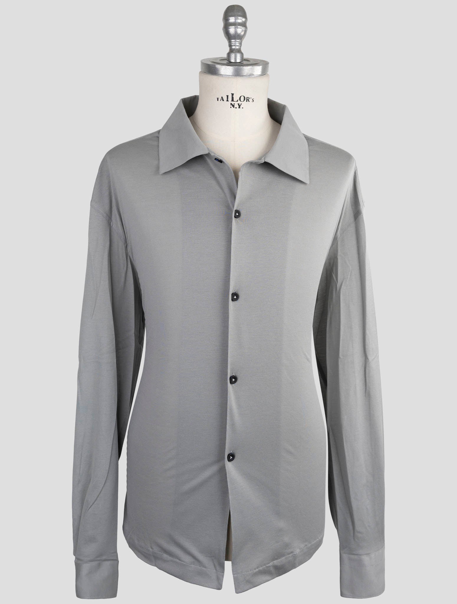 Kiton Knt Gray Cotton Shirt