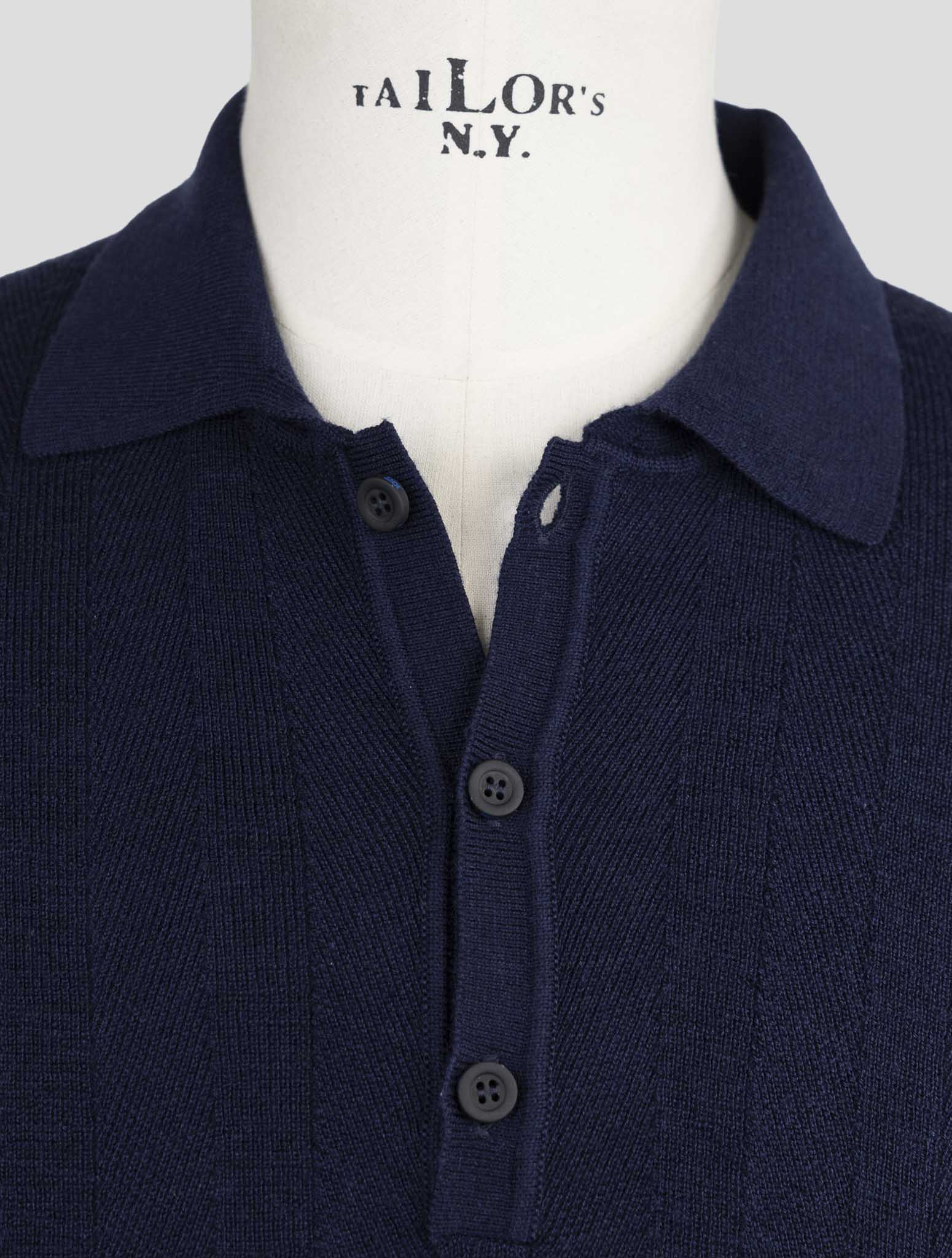 Kiton Knt Blue Virgin Wool Silk Polo