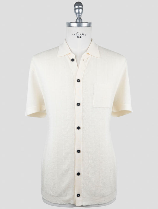 Kiton Knt White Virgin Wool Silk Short Sleeve Shirt