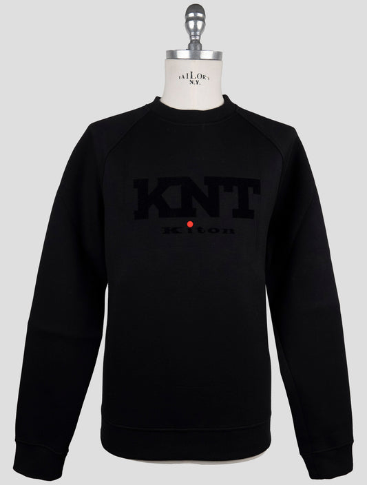 Kiton Knt Black Cotton Sweater Crewneck