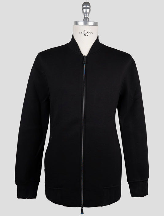 Kiton Knt Black Viscose Ea Sweater Full Zip