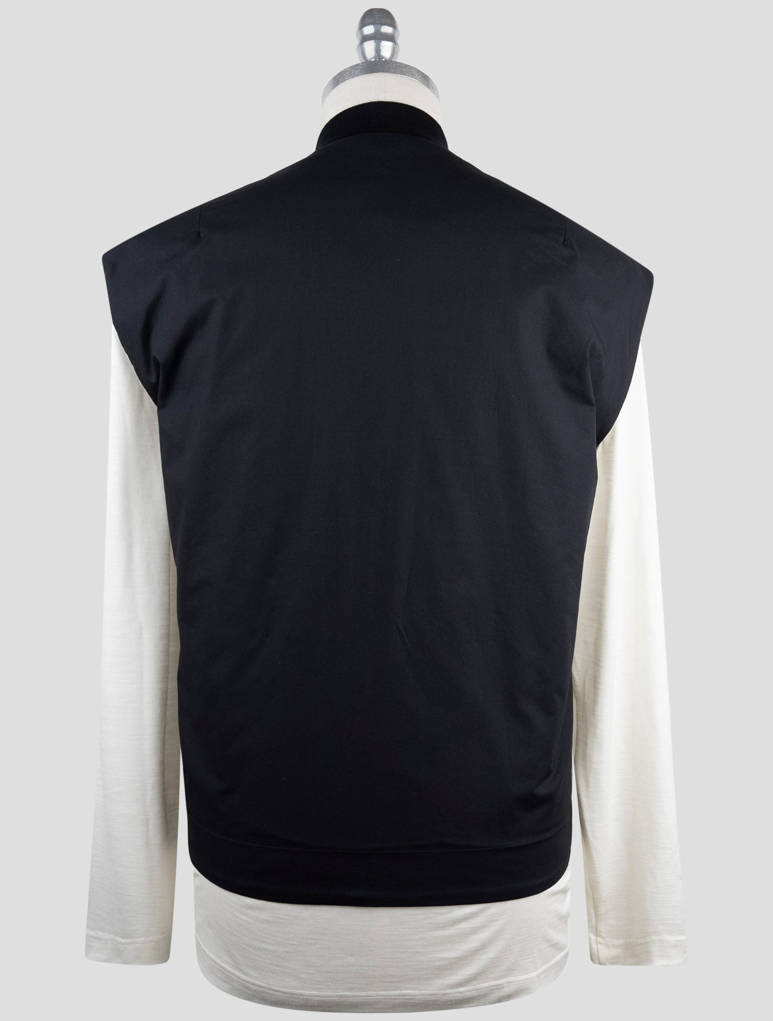 Kiton Knt Black Cotton Coat Gilet