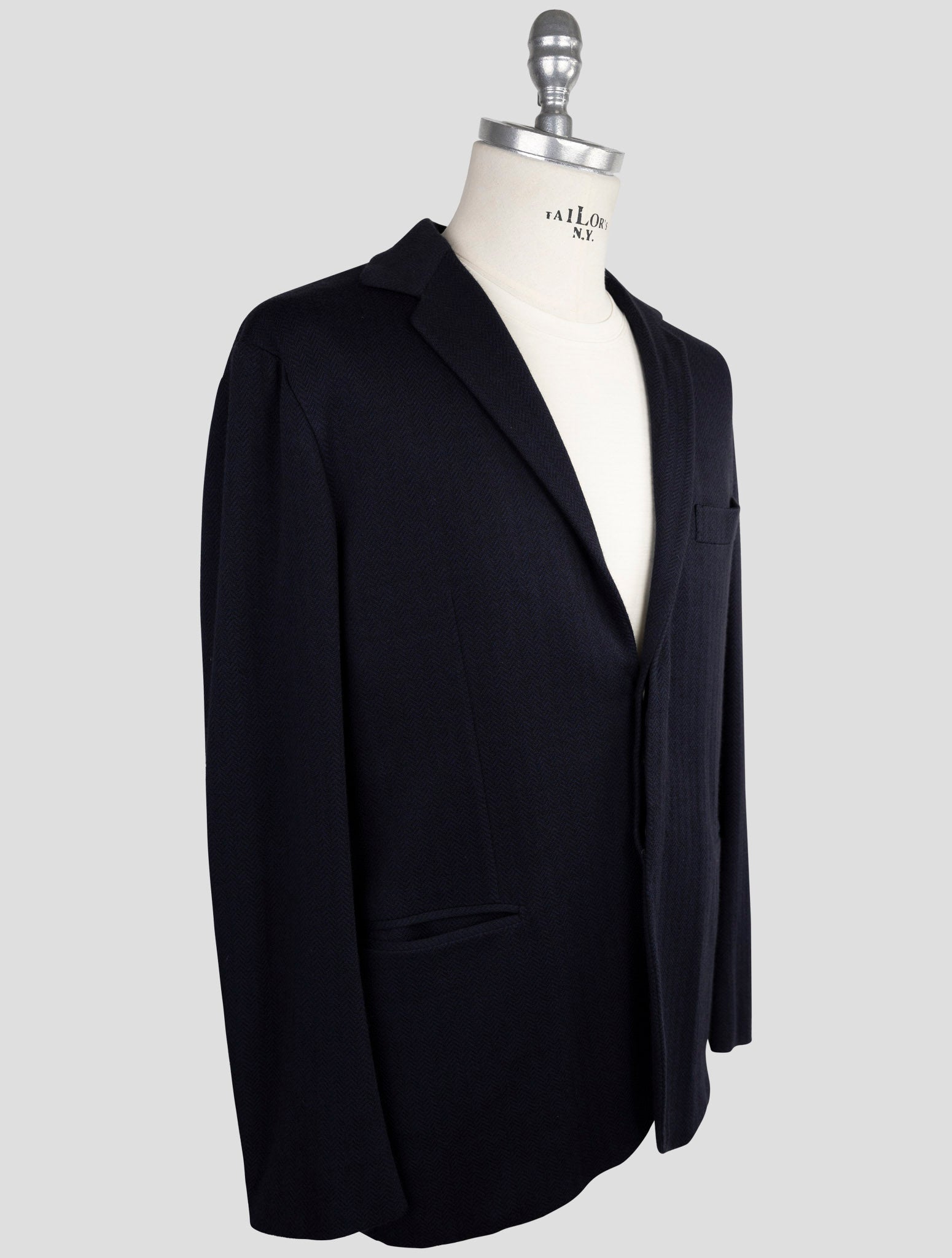 Kiton Knt Blue Cashmere Cotton Blazer