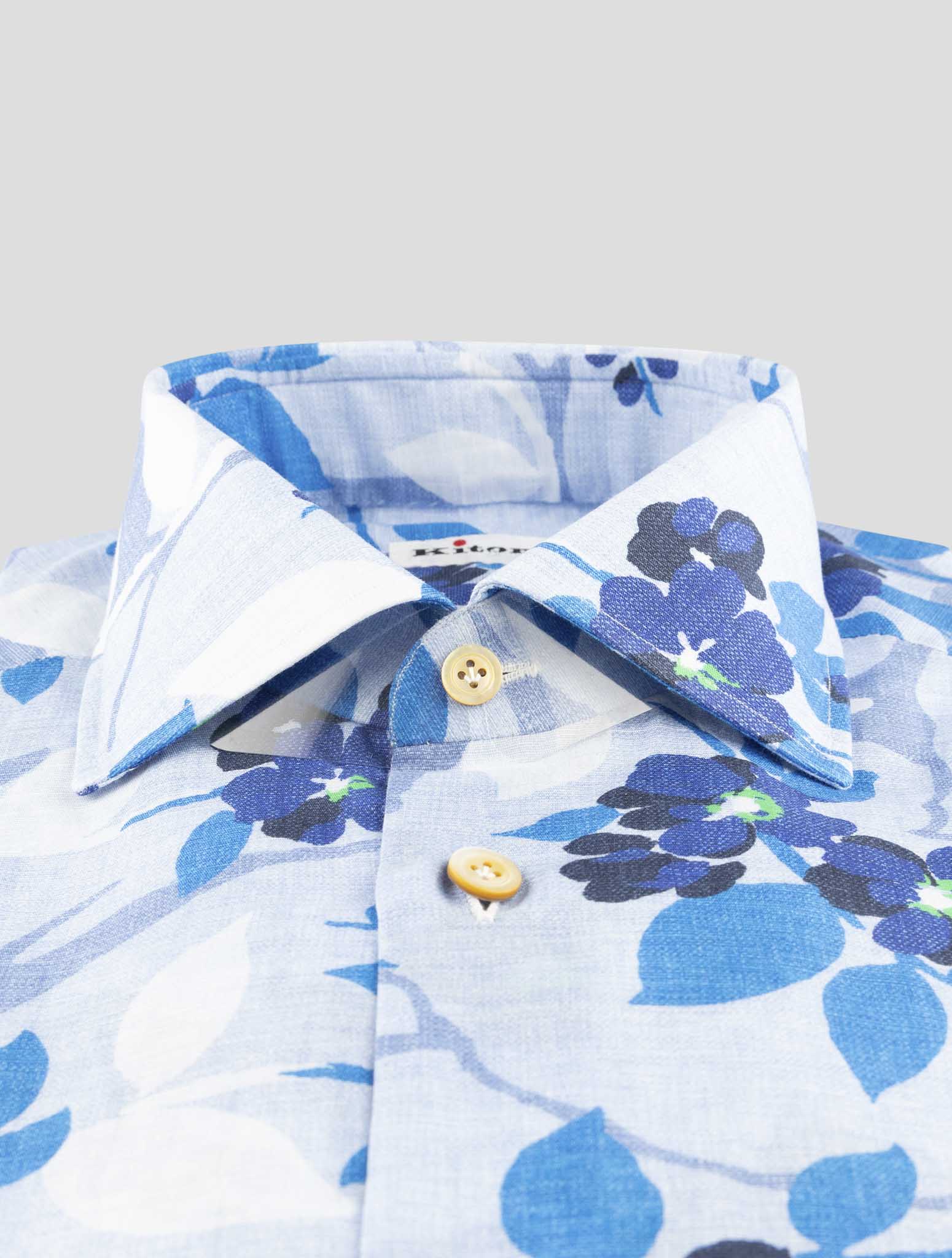 Kiton Light Blue Cotton Linen Shirt