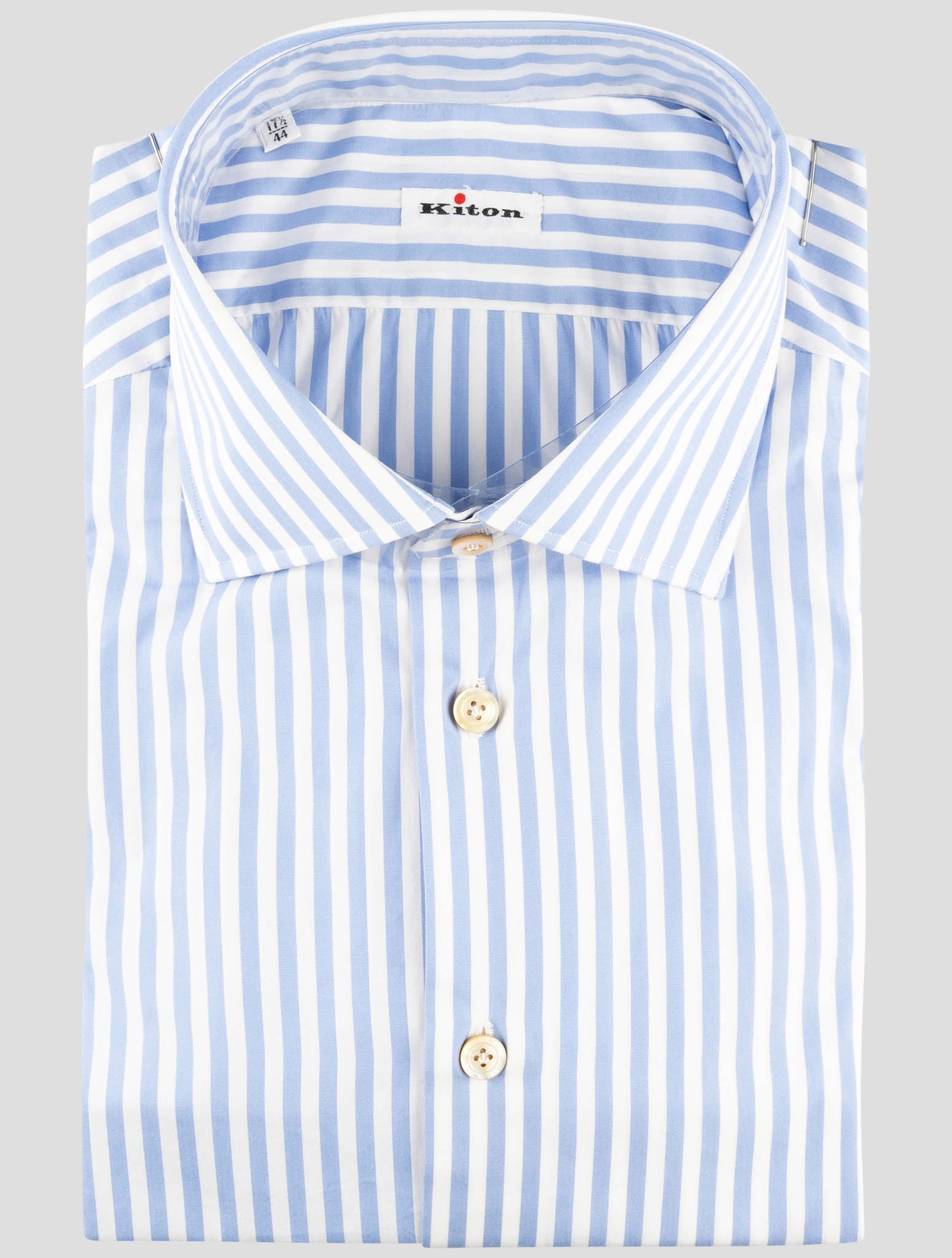 Kiton Light Blue White Cotton Shirt