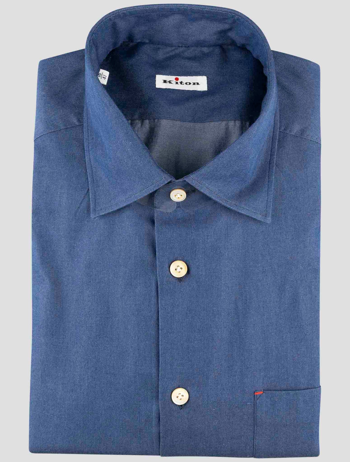 Kiton Blue Cotton Shirt