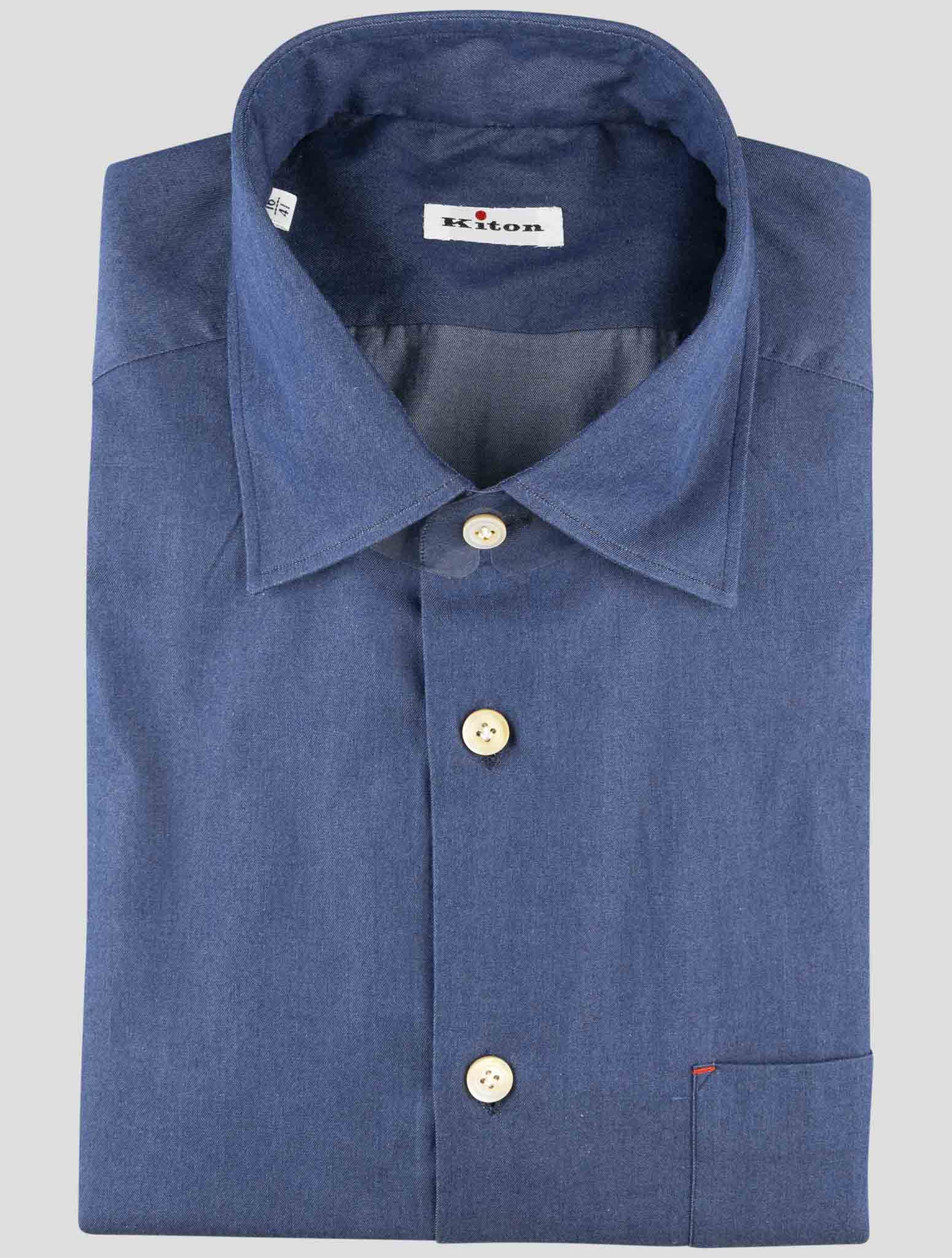 Kiton Blue Cotton Shirt