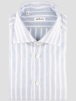 Kiton Blue White Cotton Shirt