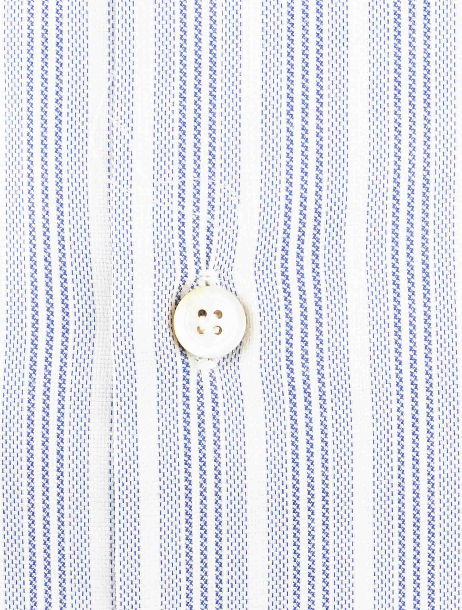 Kiton Blue White Cotton Shirt