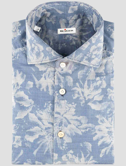 Kiton Blue Cotton Shirt