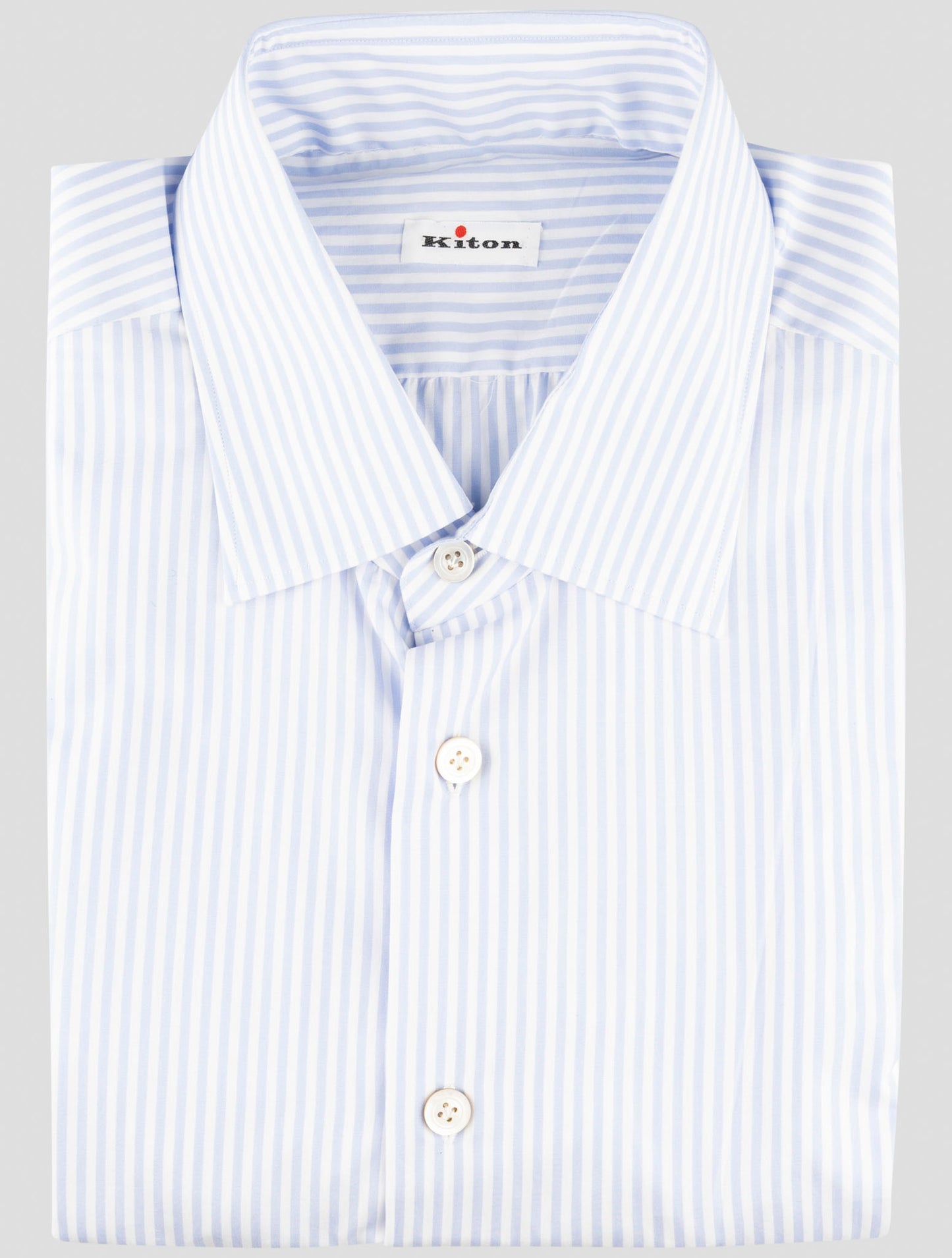Kiton Light Blue White Cotton Shirt