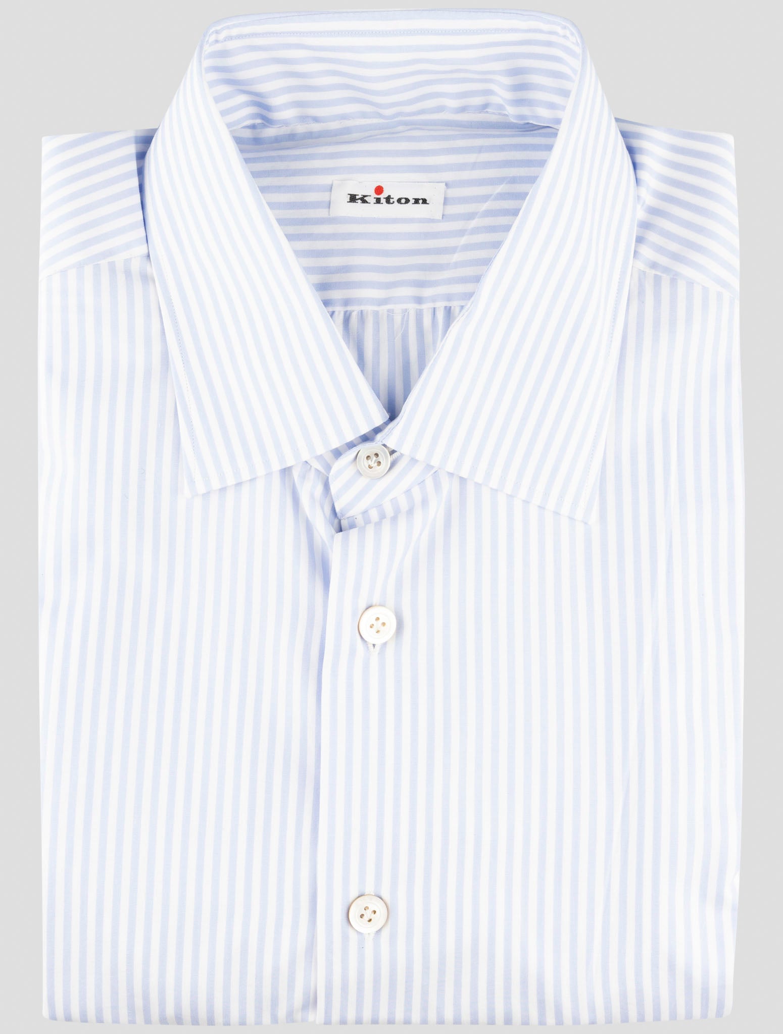 Kiton Light Blue White Cotton Shirt