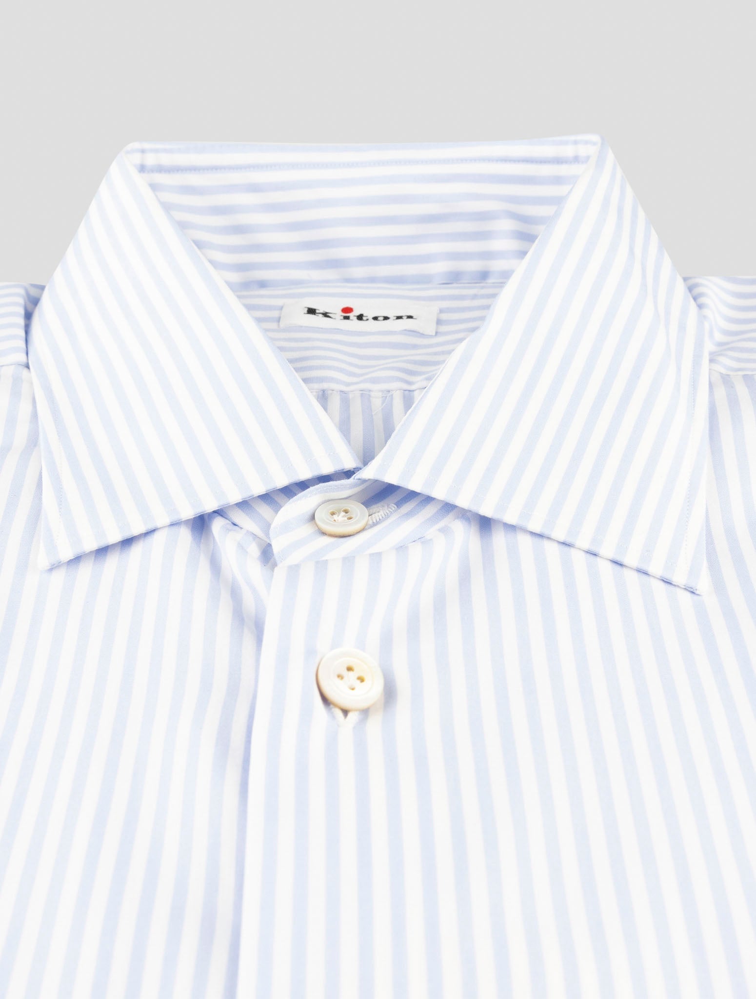 Kiton Light Blue White Cotton Shirt