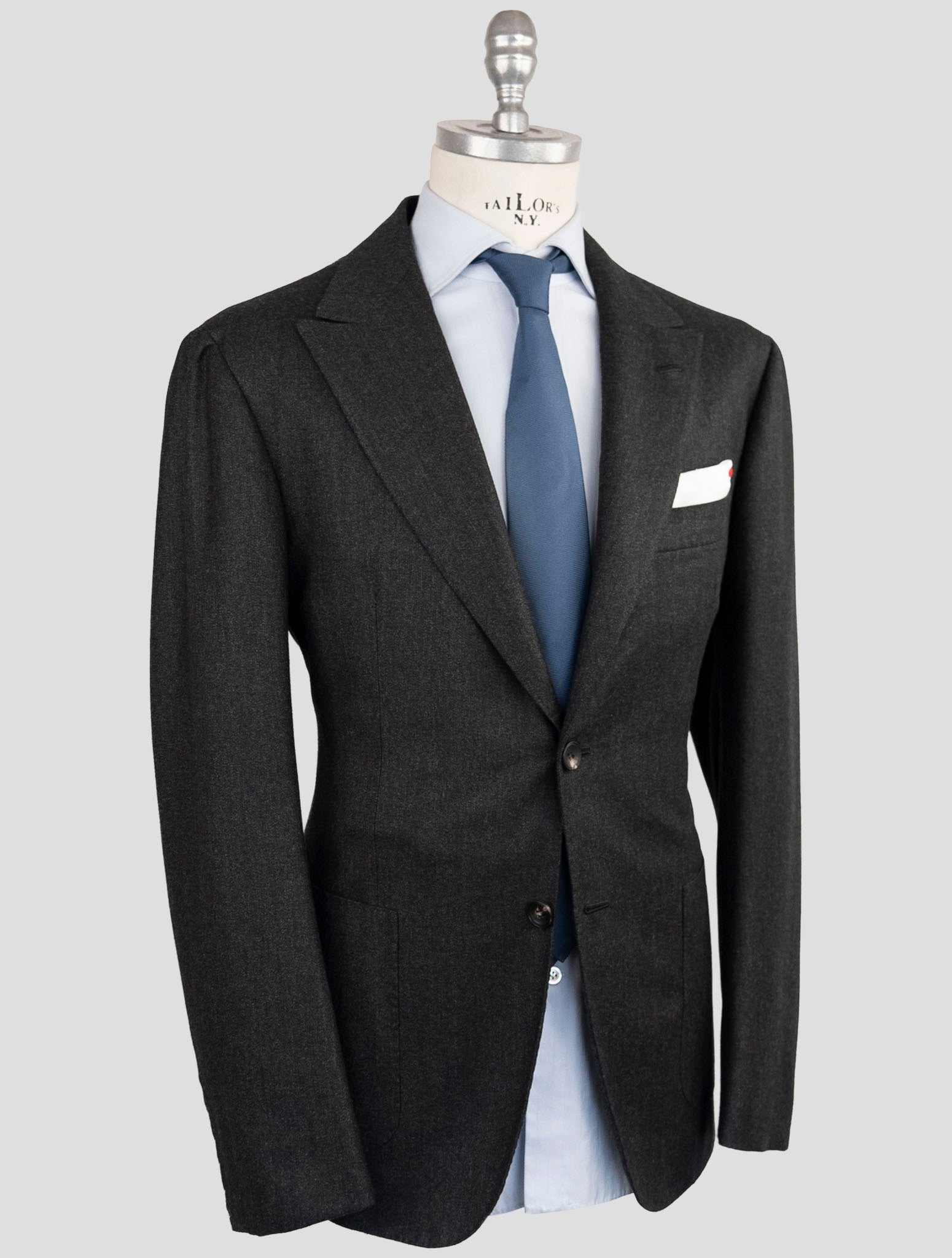 Kiton Dark Gray Cashmere Suit Detail