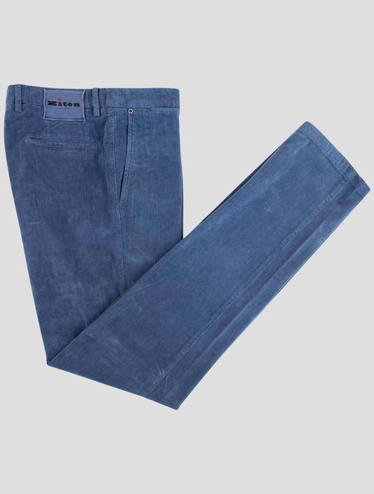 Kiton Blue Cotton Ea Velvet Pants