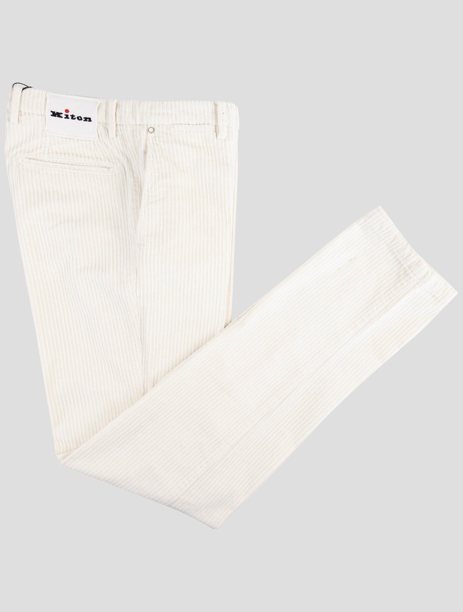 Kiton White Cotton Velvet Pants