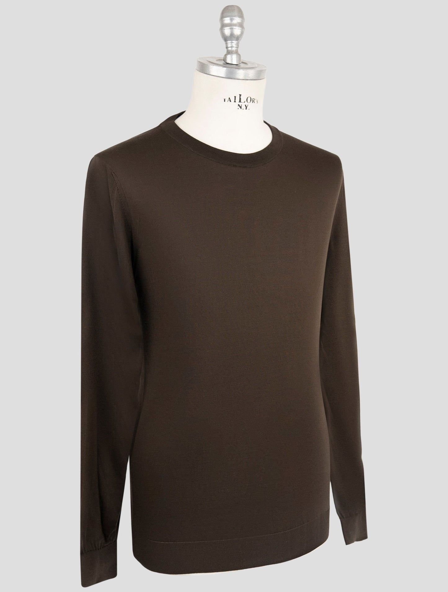Kiton Brown Silk Sweater Crewneck