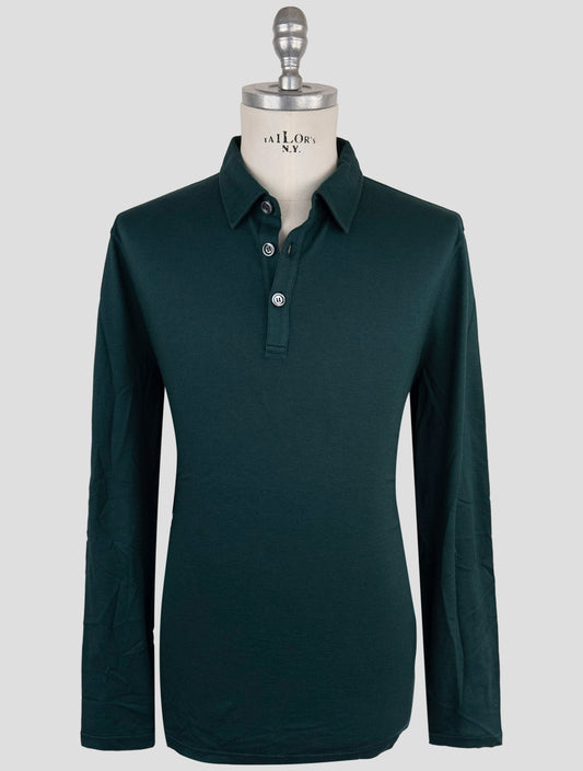 Kiton Green Cotton Cashmere Sweater Polo