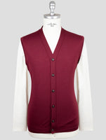 Kiton Burgundy Cashmere Silk Sweater Gilet Cardigan
