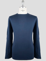 Kiton Blue Cotton Cashmere Sweater Crewneck