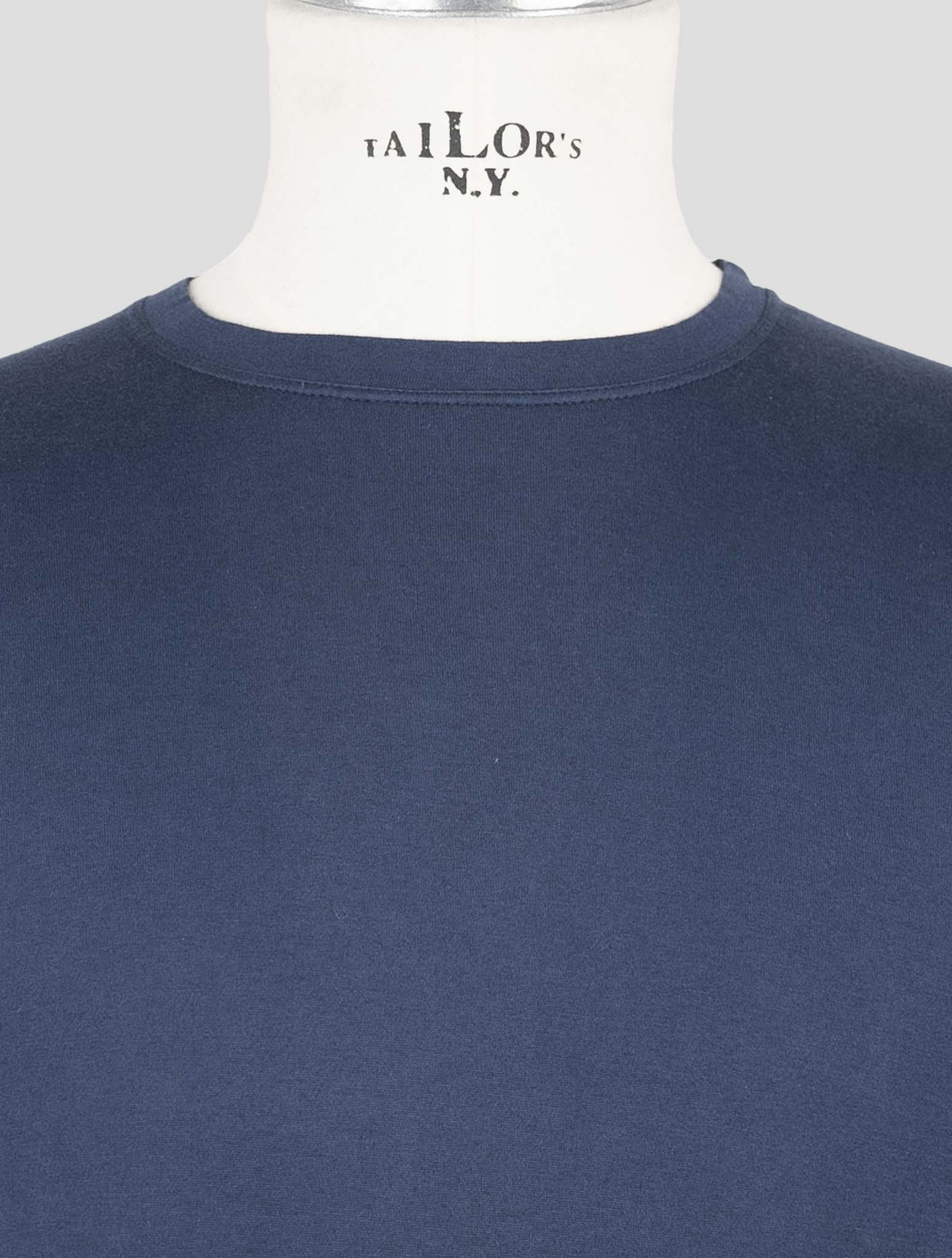 Kiton Blue Cotton Cashmere Sweater Crewneck