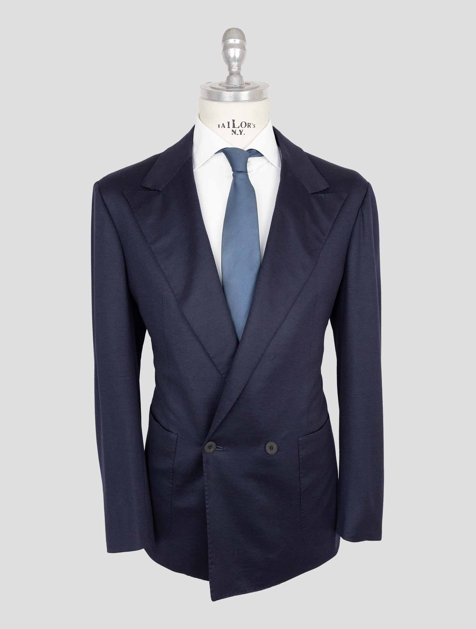 Kiton Knt Blue Wool Double Breasted Suit