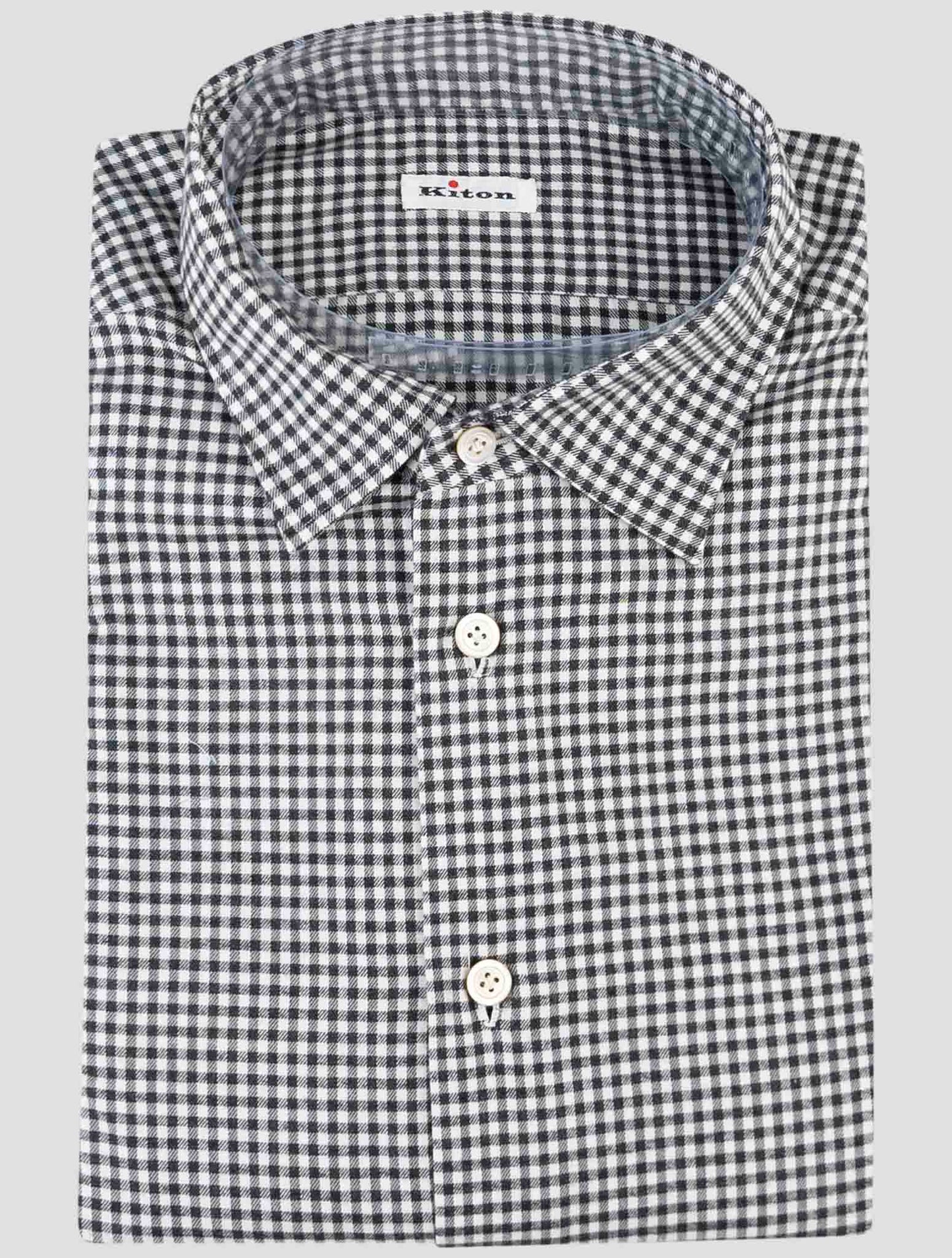 Kiton White Gray Cotton Shirt