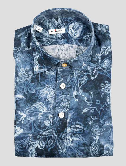 Kiton Blue Linen Sweater Polo