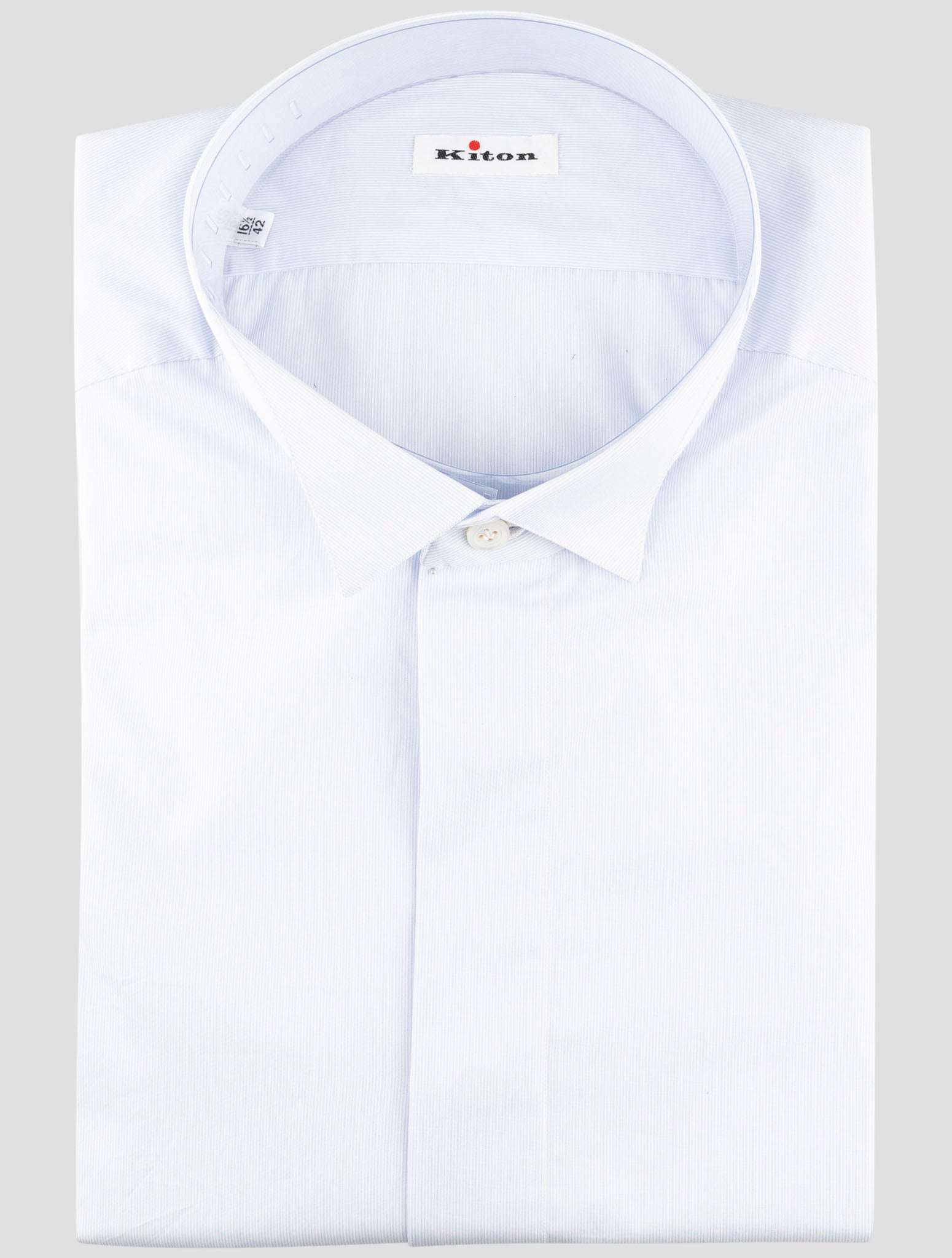 Kiton Light Blue White Cotton Shirt
