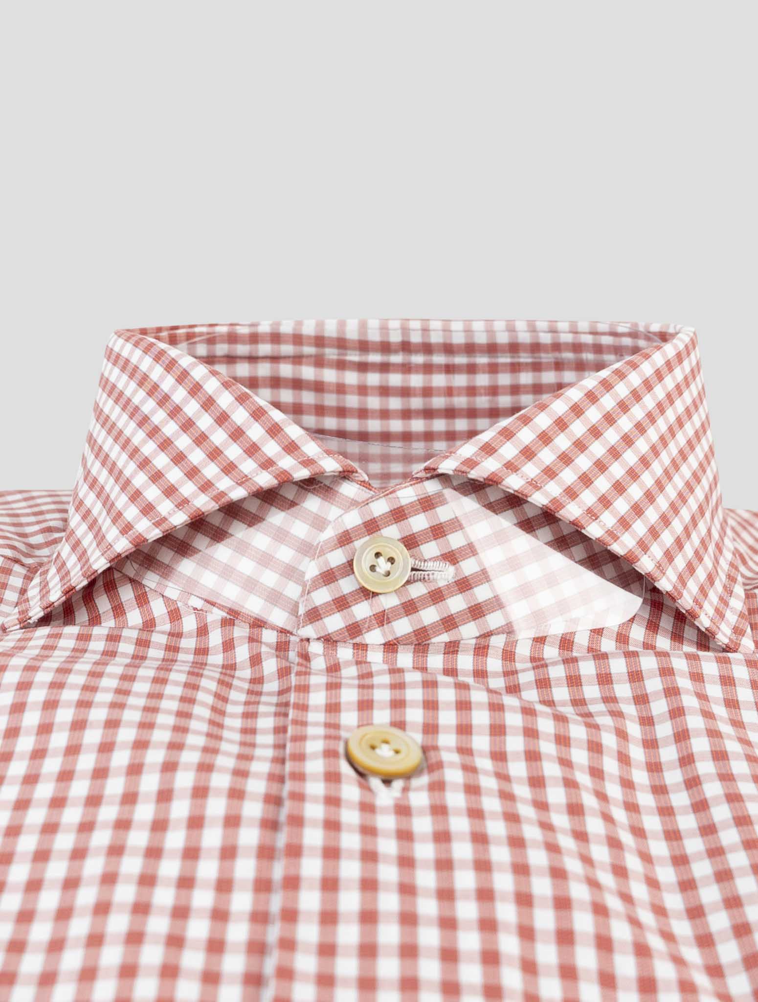 Kiton Red White Cotton Shirt