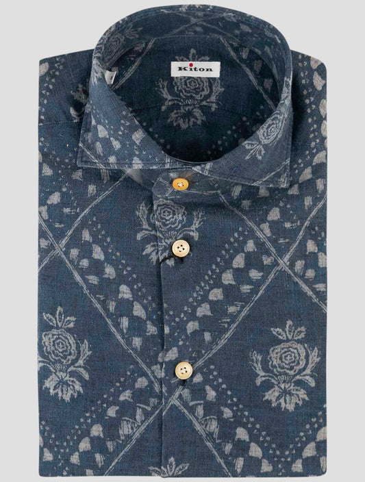 Kiton Blue Linen Shirt