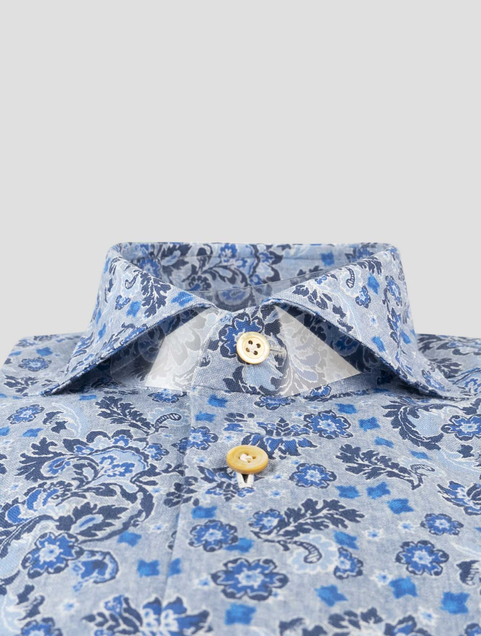 Kiton Blue Linen Shirt