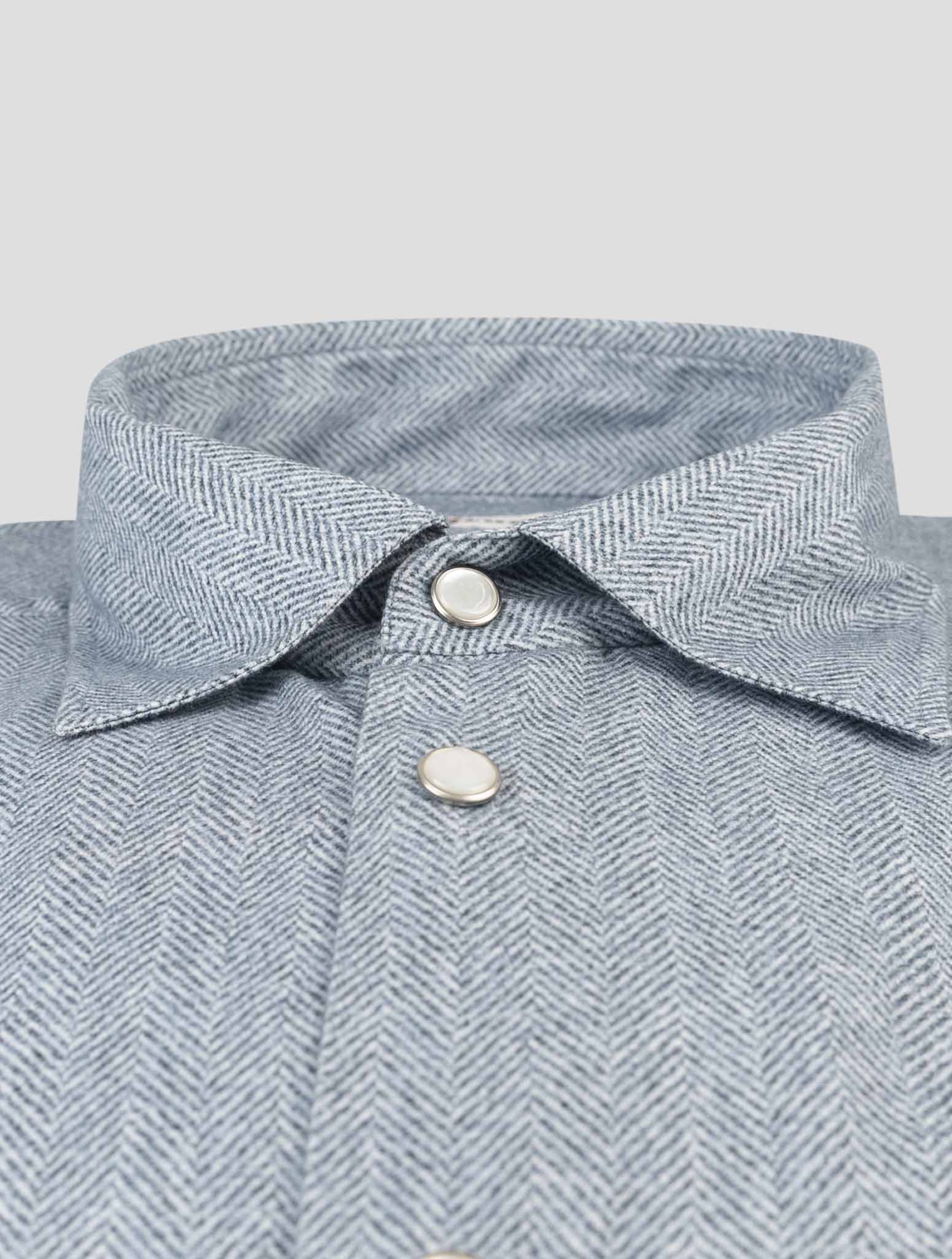 Kiton Blue White Cotton Shirt