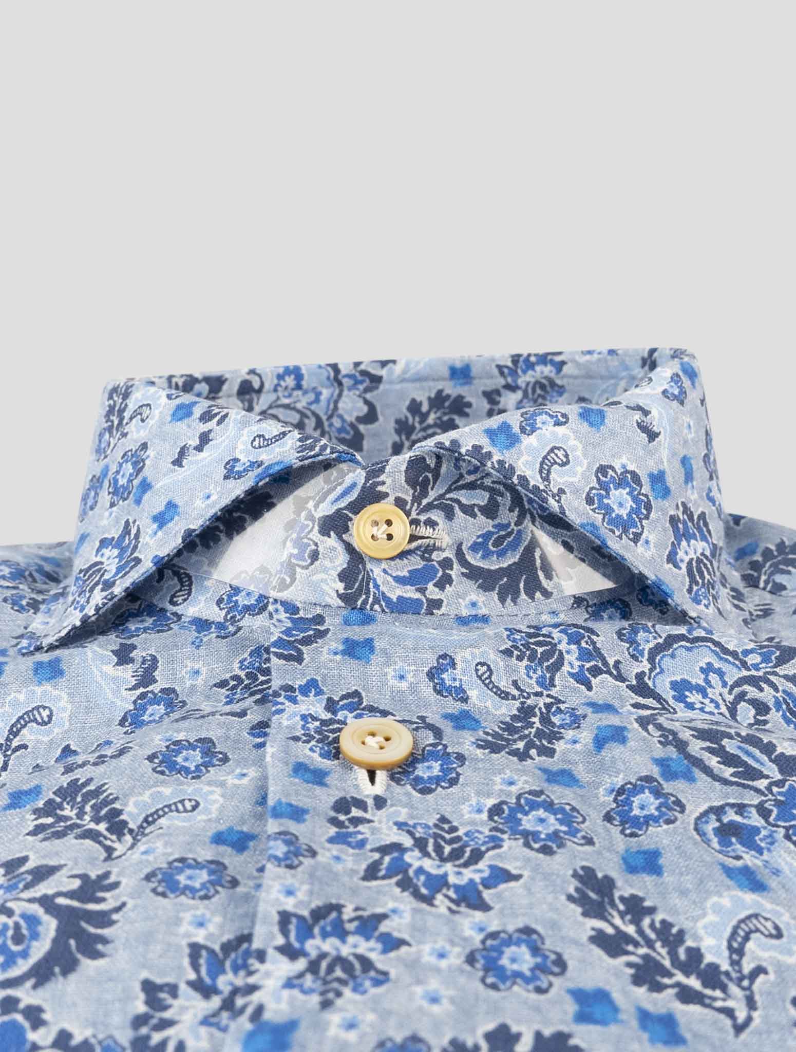 Kiton Blue Linen Shirt