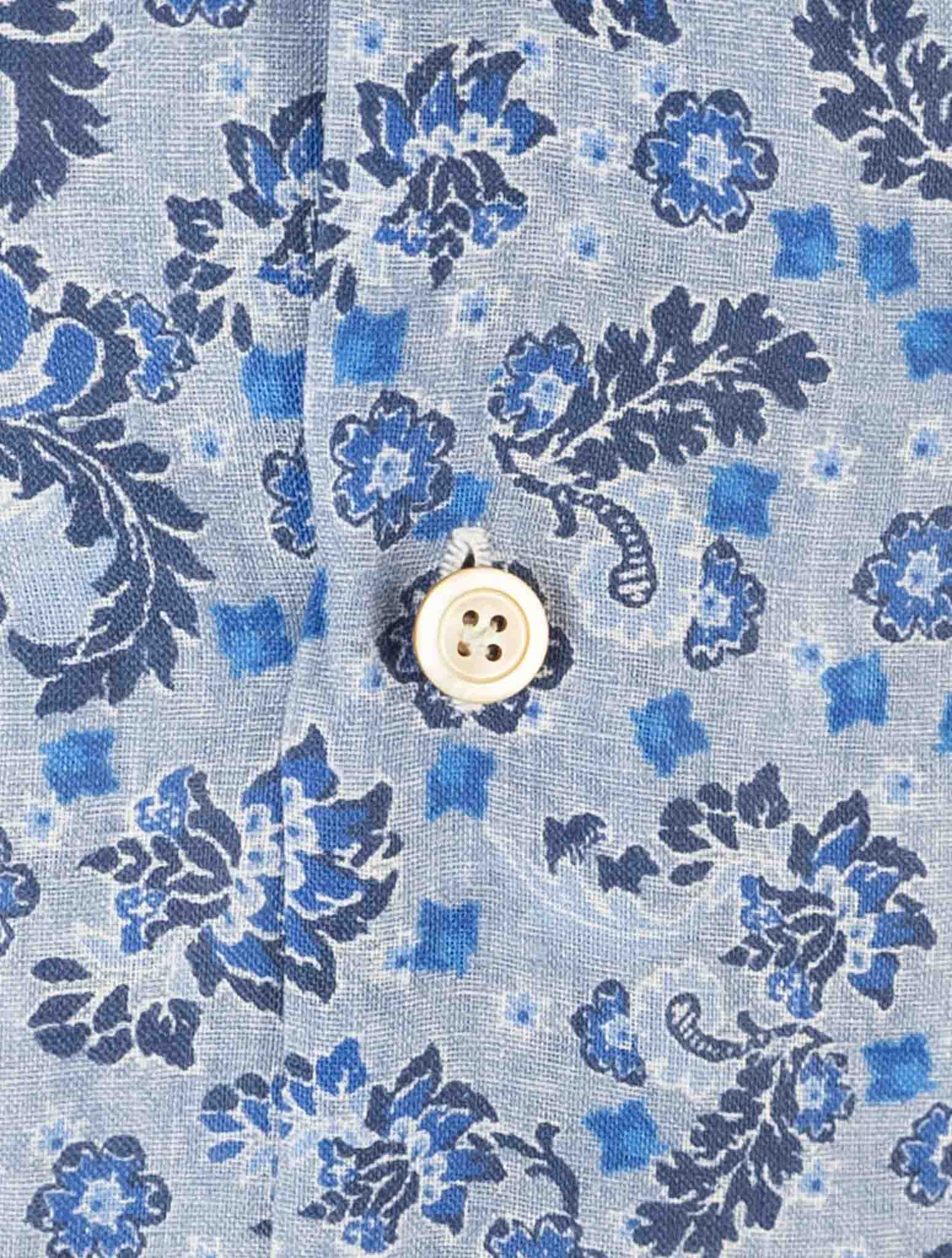 Kiton Blue Linen Shirt