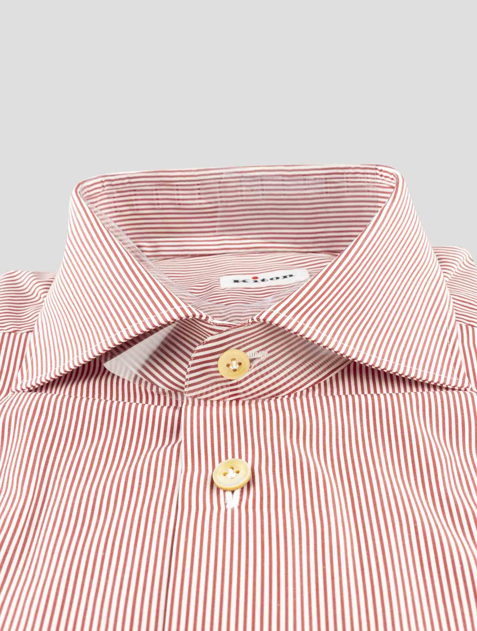Kiton Red White Cotton Shirt