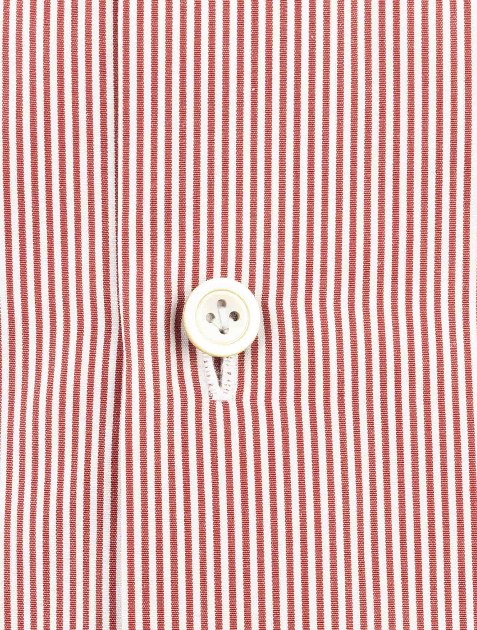 Kiton Red White Cotton Shirt