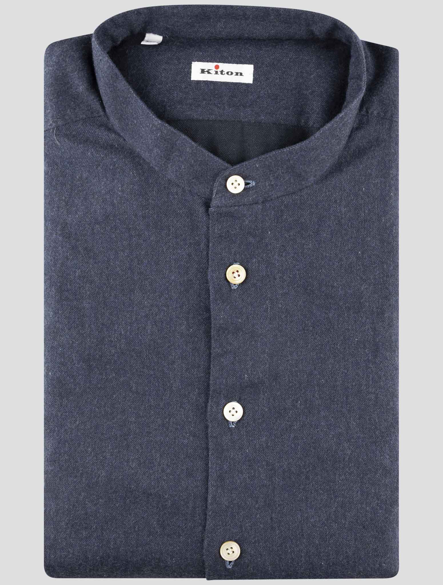 Kiton Blue Cotton Shirt