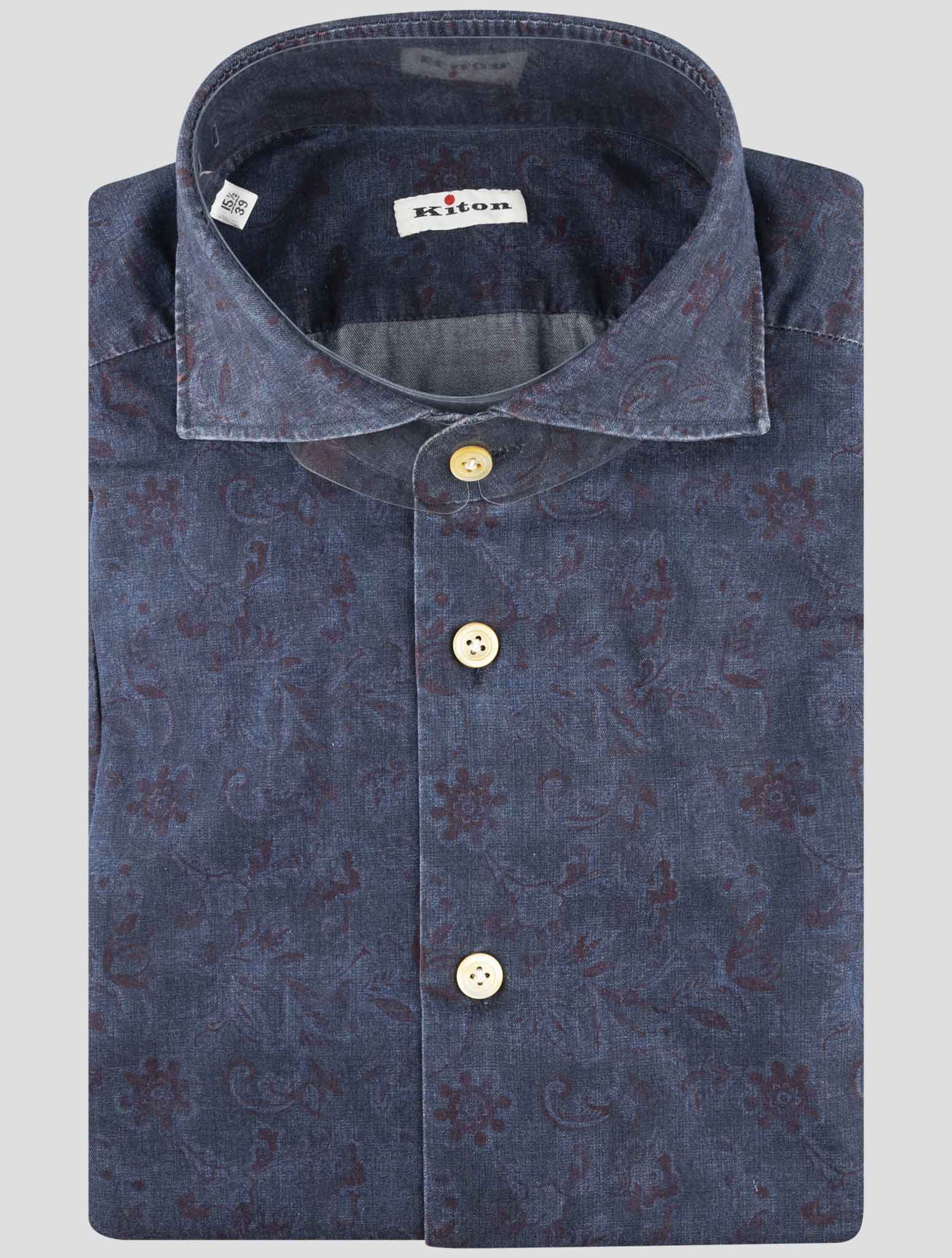 Kiton Blue Cotton Shirt